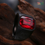 Fashion Red Stone Crystal Black Finger Rings For Men Women