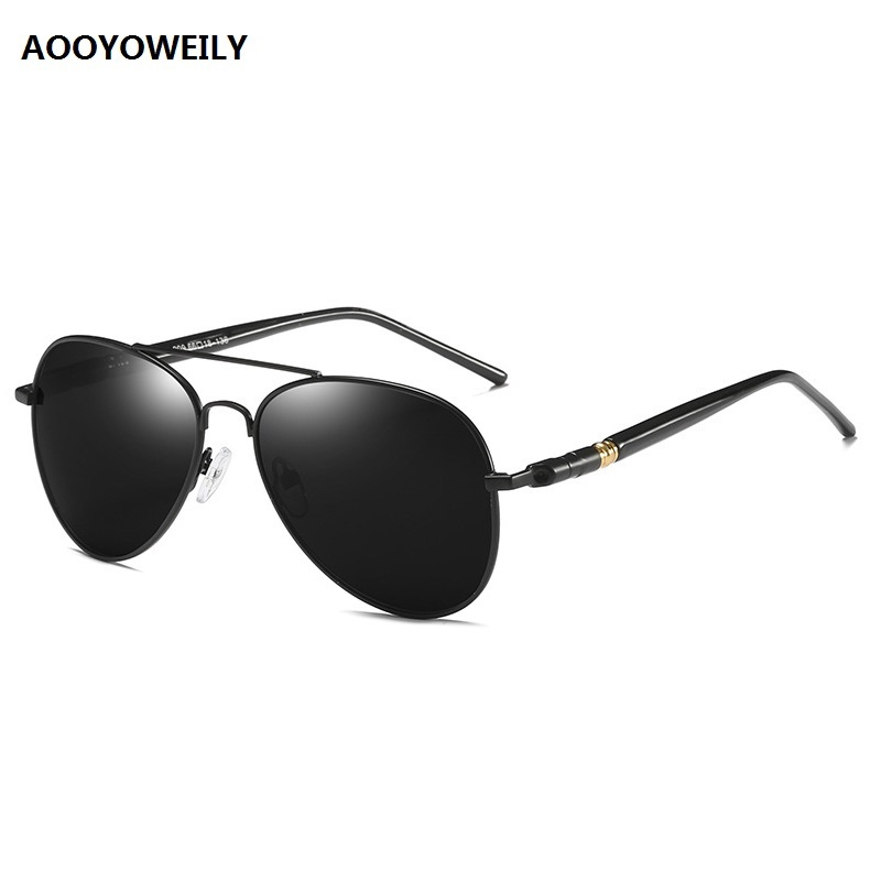 Luxury Men's Designer Vintage Black Pilot Polarized Sunglasses