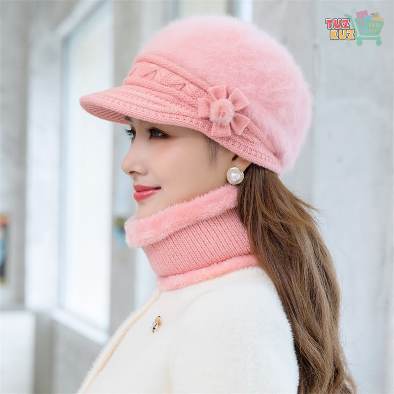 Women's fashion Warm hat scarf gloves