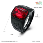 Fashion Red Stone Crystal Black Finger Rings For Men Women