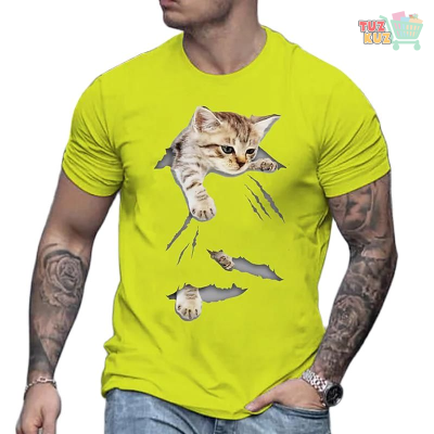 Cute Cat Animal T Shirt Men