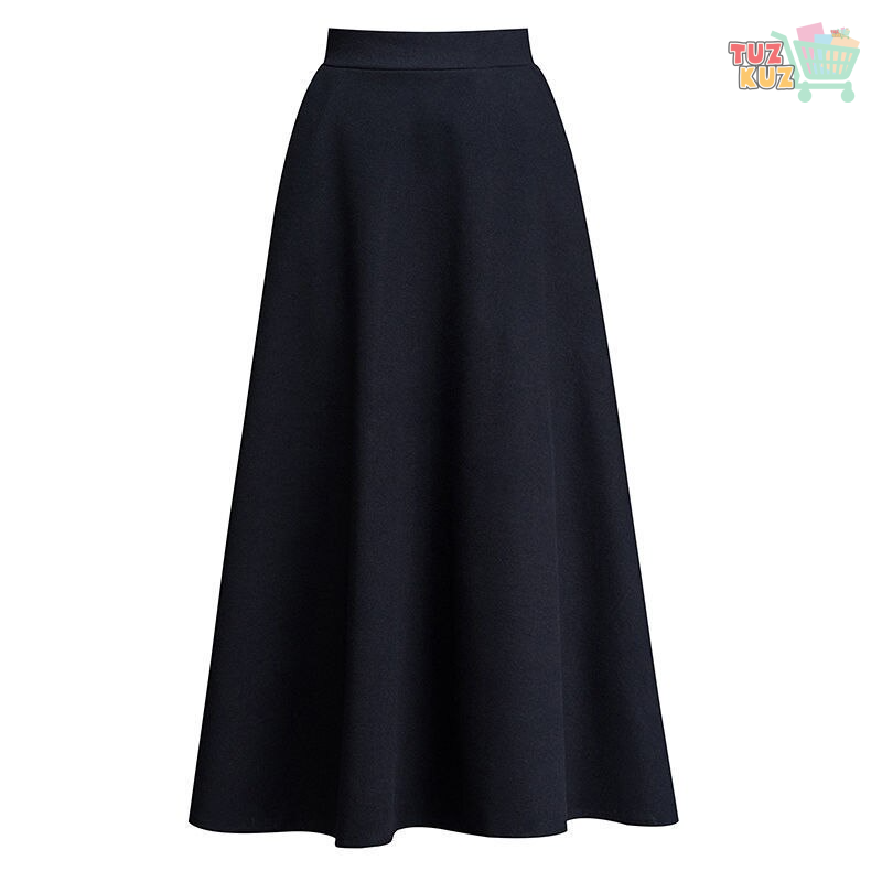 Long Woolen Pleated Skirt