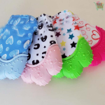 Hot Baby Teether Heart Star Print Silicone Mitten Gloves