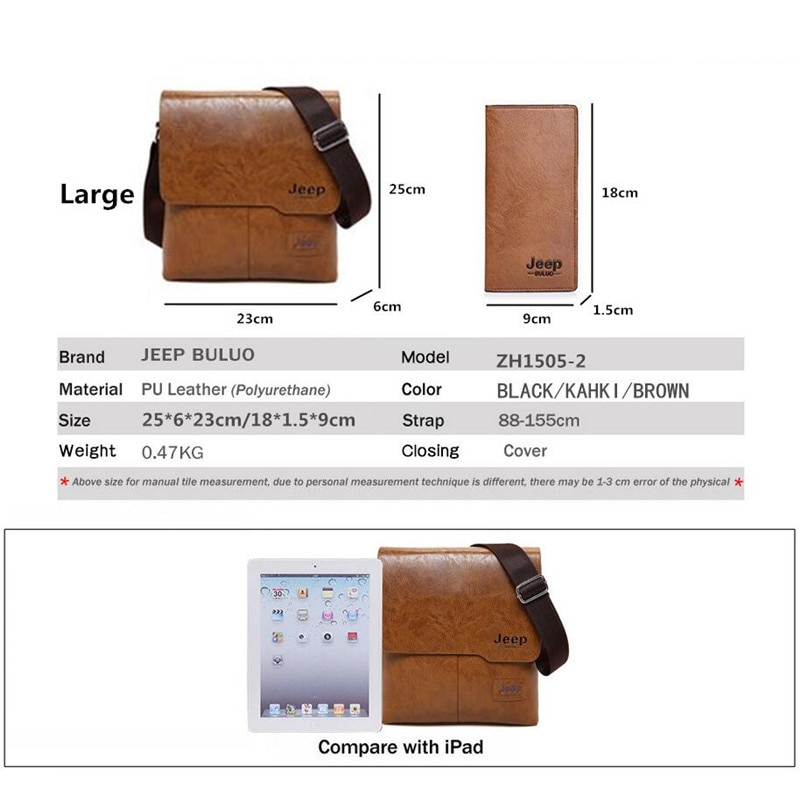 JEEP BULUO Man's Bag 2PC/Set Men Leather
