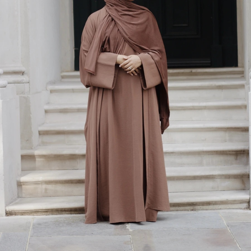 2 Piece Matching Muslim Sets Hijab Dress Plain