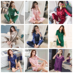 Womens Silk Satin Pajamas