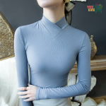 Stand-up Collar Long-sleeved Stretch T-shirt