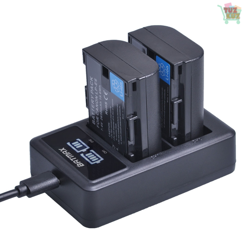Battery + LED Dual Charger For Canon