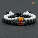Black Lava Stone Tiger Eye Beads Bracelet For Men Women