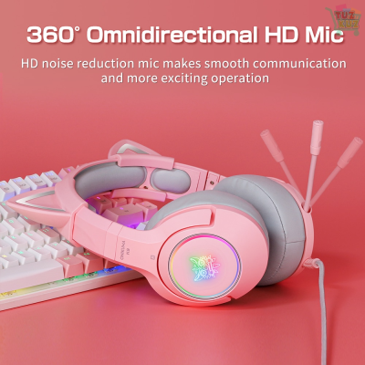 ONIKUMA K9 Pink Cat Ear Headphones