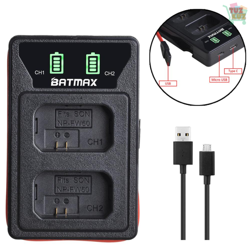 Battery + LED USB Dual Charger for Sony